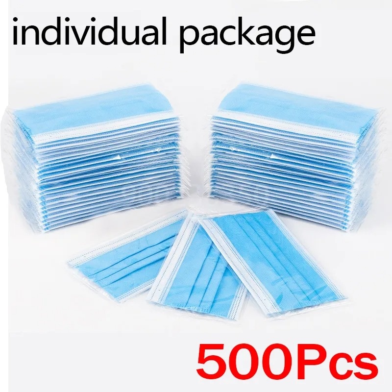Disposable Mask Blue - 50-500 шт. одноразовых масок для взрослых