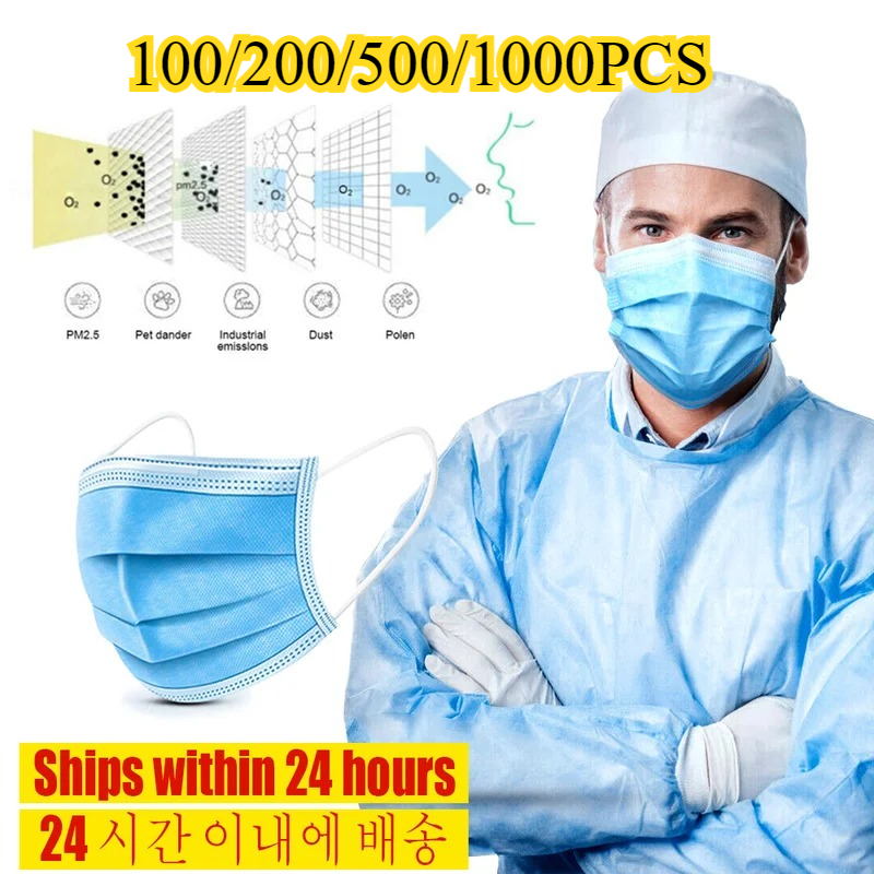 3-слойная одноразовая маска дл – обзор и цена Disposable Mask Blue